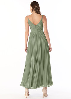 Azazie Raychelle Bridesmaid Dresses Pistachio A-Line V-Neck Chiffon Dress image3