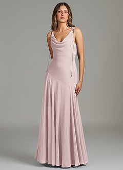 Azazie Dawn Bridesmaid Dresses Blushing Pink Mermaid Pleated Chiffon Dress image3
