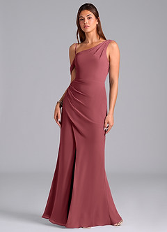 Azazie Madelyn Bridesmaid Dresses Merlot Mermaid Off the Shoulder Chiffon Convertible Dress image4
