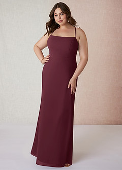 Azazie Tayla Bridesmaid Dresses Cabernet Sheath Square Neckline Chiffon Dress image6