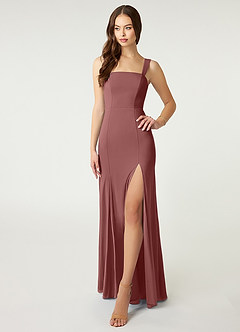 Azazie Alara Brautjungfernkleider Etui Seitliche Cut-Outs Stretch-Chiffon Kleid Wüstenrose image1