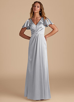 Azazie Soren Final Sale Auburn A-Line Pleated Metallic Satin Dress image3