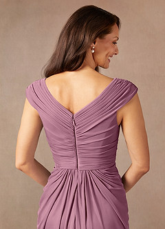 Azazie Lisolette Mother of the Bride Dresses Vintage Mauve Sheath Pleated Mesh Dress image8