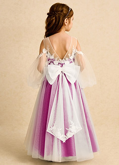 Azazie Zimi vestidos de niña de las flores Vestido de Fucsia de Tul de Princesa con Escote de Corazón image1
