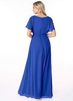 Azazie Aaliyah Modest Bridesmaid Dresses A-Line Scoop Pleated Chiffon Floor-Length Dress image2