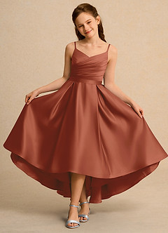 Azazie Sweets Junior Formal Flower Girl Klänningar Klä A-Line i Matt satäng Plisserad image4