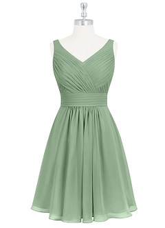 Azazie Grace Bridesmaid Dresses Matcha A-Line Pleated Chiffon Dress image7