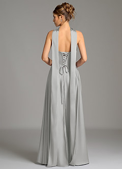 Azazie Ayla Jurken voor bruidsmeisjes Jurk van Stretch Satijn met A-Lijn Korset Zilver image7