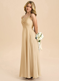 Azazie Bug Junior Linia A Pofałdowany Satyna elastyczna Długość podłogi Młodsza druhna Sukienka image7