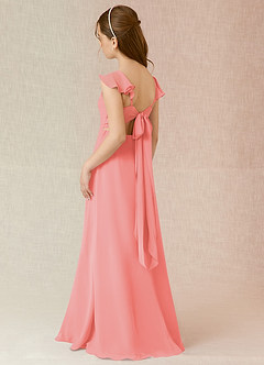 Azazie Everett Junior Robe Trapèze en Mousseline de soie Corail image4
