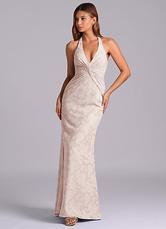 Azazie Valerie 신부 들러리 드레스 인어 주름진 플로럴 번아웃 바닥 길이 드레스 image4