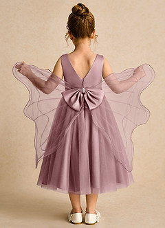 Azazie Pear Flower Girl Dresses Dusty Rose Ball-Gown Bow Tulle Dress image1