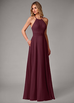 Azazie Amalia Bridesmaid Dresses Cabernet A-Line Pleated Chiffon Dress image5