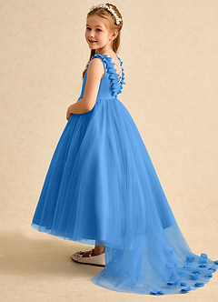 Azazie Lorita Abiti da Ragazza di Fiori Abito A-Line in Tulle Perline Blue Jay image3