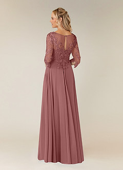 Azazie Noella Mother of the Bride Dresses Desert Rose A-Line V-Neck Lace Chiffon Dress image4
