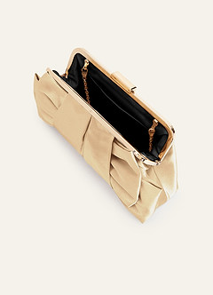 front Pochette in raso metallizzato in tinta con fiocco decorativo