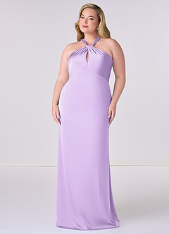 Barbie ♥ Azazie Bridesmaid Dresses Lilac Sheath Stretch Satin Dress image7