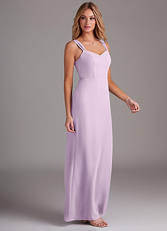 Azazie Denice Bridesmaid Dresses Frosted Lilac Sheath Pleated Chiffon Dress image5