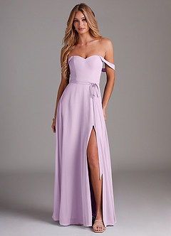 Azazie Aaron Jurken voor bruidsmeisjes Converteerbaar Jurk van Chiffon met A-Lijn Off the Shoulder Frosted Lila image1