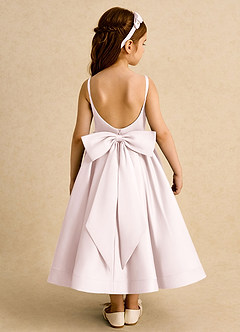 Azazie Babs Blumenmädchenkleider Ballkleid Plissee Matte Satin Kleid Zartrosa image6