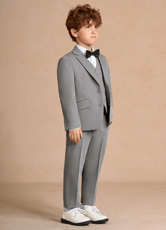 front Oliver Grey Boys 5-Piece Suit With Bow Tie