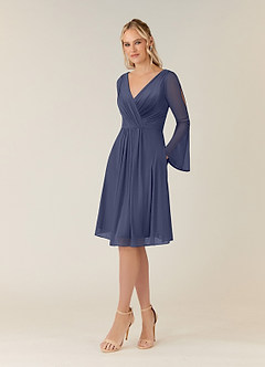 Azazie Teraso Mother of the Bride Dresses Stormy A-Line Pleated Mesh Dress image3