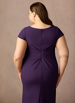 Azazie Tana Mother of the Bride Dresses Plum Mermaid V-Neck Pleated Stretch Crepe Dress image11