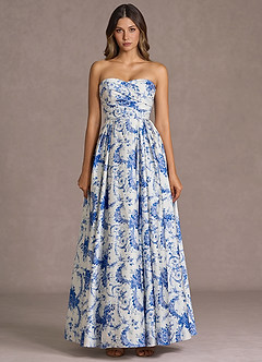 Maxi jurk Velisse Blauw En Wit Bloemenmotief image2