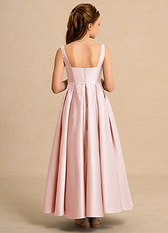 Azazie Mochi Girl Blumenmädchenkleider Ballkleid Plissee Matte Satin Kleid Zartrosa image2