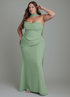 Azazie Sorrel Bridesmaid Dresses Matcha Mermaid Corset Chiffon Dress image12