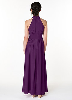 Azazie Iman Junior Grape A-Line Pleated Chiffon Dress image2