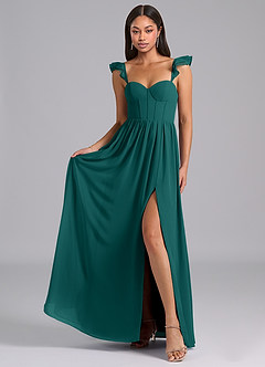 Azazie Denisse Suknie dla druhen Linia A Marszczony Szyfon Do ziemi Sukienka image4