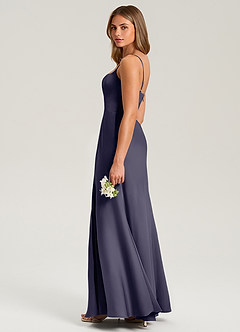 Azazie Lidia Jurken voor bruidsmeisjes Jurk van Stretch Satijn met Zeemeermin Zijsplit Stormachtig image13