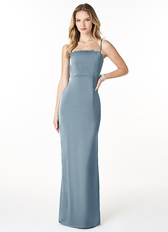 Azazie Hana Vente Finale Robe Gaine en Satin extensible Tout droit Agave image1