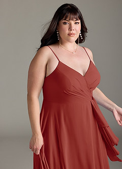 Azazie Akita Bridesmaid Dresses Terracotta A-Line Chiffon Dress image10