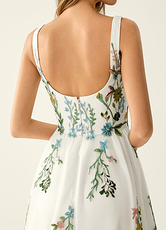 Saofire Blush Pink Multi Colorful embroidered flowers Prom Dress image6
