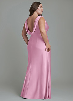 Azazie Kieryn Robes de demoiselle d'honneur Robe Sirène en Satin extensible Plissé Rose Bonbon image8