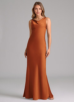 Azazie Allettie Bridesmaid Dresses Cinnamon Mermaid Stretch Satin Dress image6