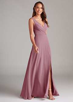 Azazie Nelly Bridesmaid Dresses Vintage Mauve A-Line Pleated Chiffon Dress image3