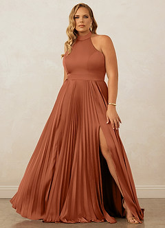 Christian Siriano Bridal for Azazie 1007 Robes de demoiselle d'honneur Robe Trapèze en Satin extensible Plissée Rose De Cèdre image8