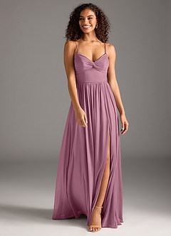 Azazie Zeya Brautjungfernkleider A-Linie Plissee Gittergewebe Kleid Vintage Mauve image4