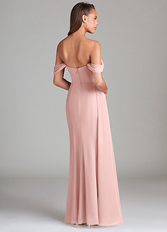 Azazie Amyra Robes de demoiselle d'honneur Robe Fourreau Convertible en Mousseline de soie Épaules dénudées Rose Poudré image4