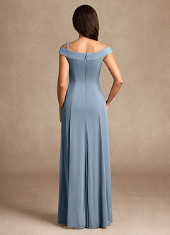Azazie Ewa Mère de la mariée Robes Robe Trapèze en Maille Épaule décolletée Bleu Poussiéreux image8