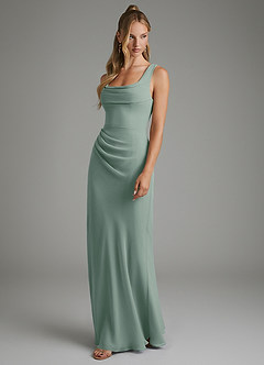 Azazie Asa Bridesmaid Dresses Silver Sage Sheath Corset Chiffon Dress image5