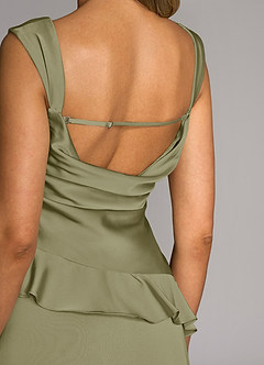 Azazie Sloane Robes de demoiselle d'honneur Robe Trapèze en Satin extensible Encolure en Forme de Cœur Pistache image6