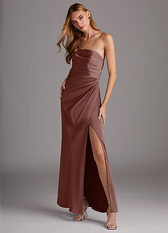 Azazie Lexie Robes de demoiselle d'honneur Robe Fourreau Convertible en Satin extensible Sans bretelle Expresso image4
