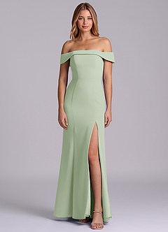 Azazie Luciana Brudtärnklänningar Klä av Tubklänning i Chiffong Av axeln Dusty Sage Konvertibel image1