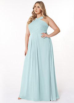 Azazie Kaleigh Bridesmaid Dresses Mist A-Line Pleated Chiffon Dress image9