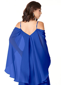 Azazie Cienna Vestidos de damas de honor Vestido de Azul Real de Gasa de Corte en A con Vestidos sin tirantes image3