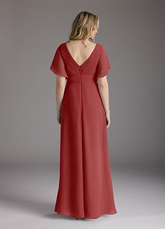 Azazie Alessa Mother of the Bride Dresses Rust A-Line V-Neck Pleated Chiffon Dress image6